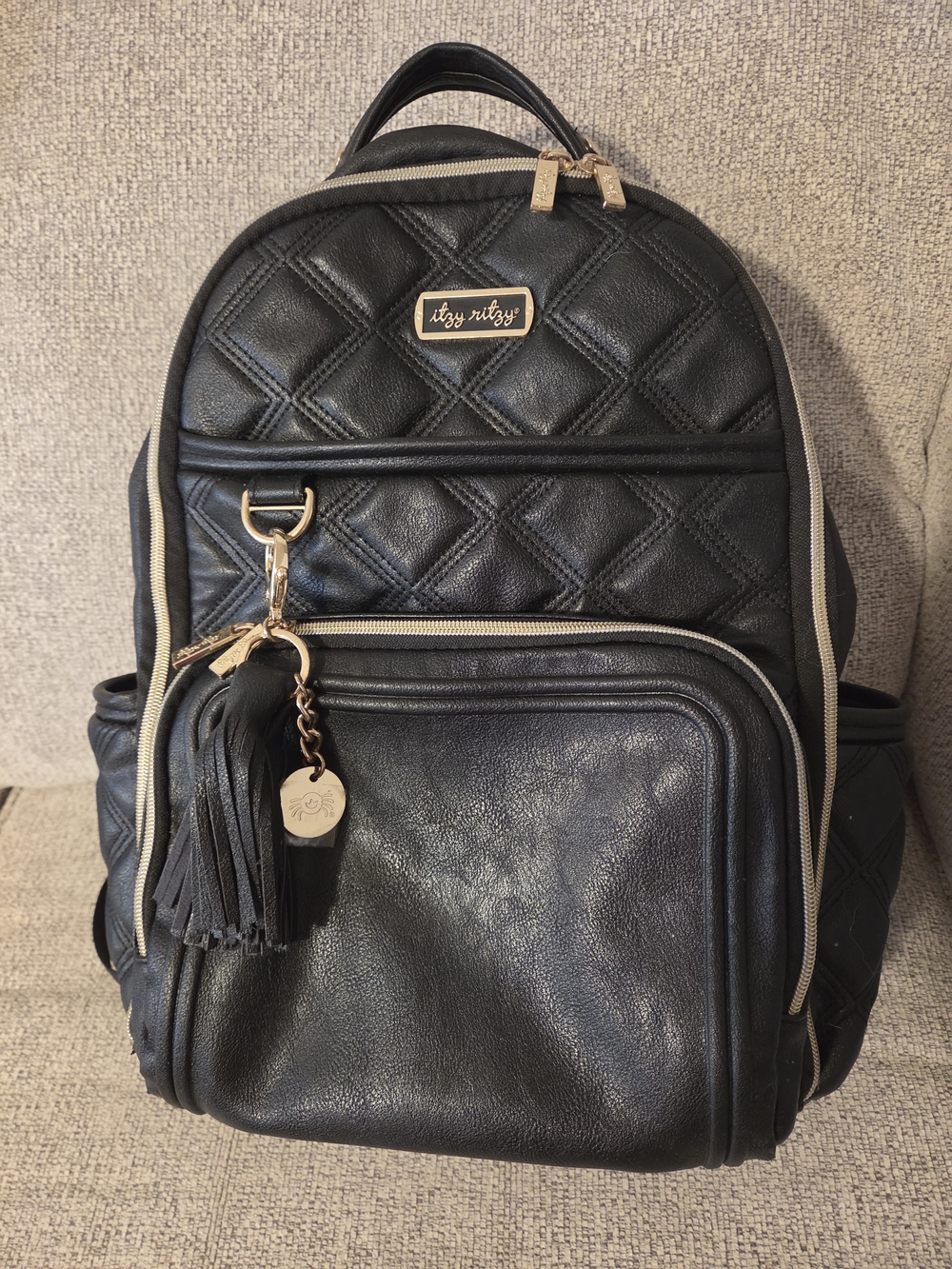 Itzy Ritzy Black Quilted Backpack Diaper Bag
